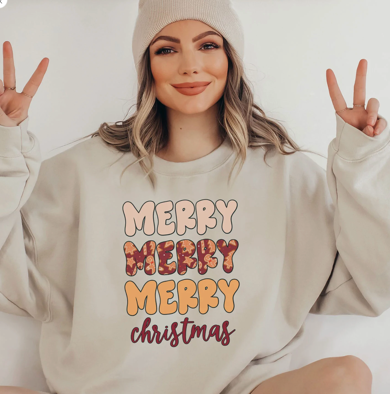Merry Merry Merry Christmas CrewNeck Sweater Navidad