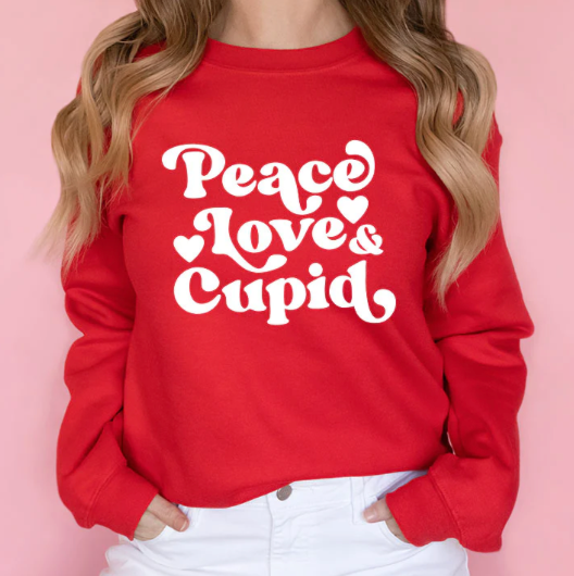 Peace Love Cupid / Love / Amor CrewNeck Sweater Navidad